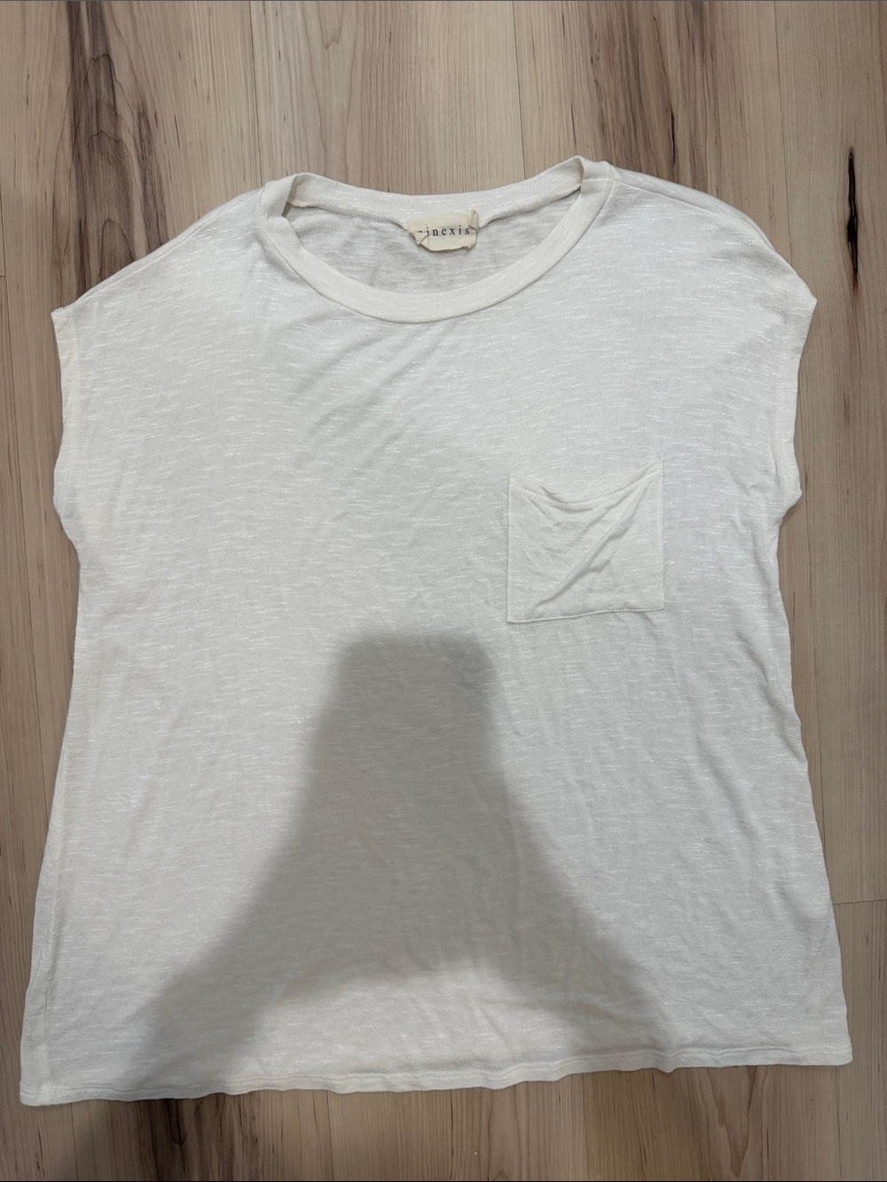 Ninexis White Slub Knit Pocket Tee Buttery Soft